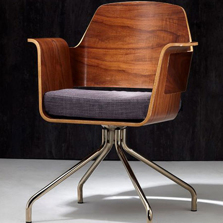 Chaise en métal et bois - F692-1
