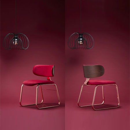 Sedia da pranzo con struttura in oro rosa - F-813、F-814 Sedia da pranzo con struttura in oro rosa - F-813、F-814
