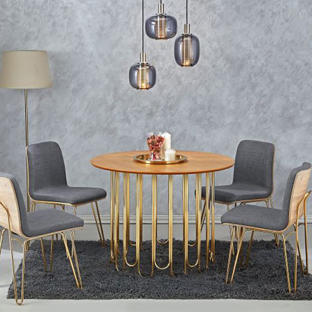 Small Wood Metal Dining Table - F-5204