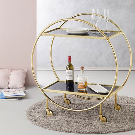Electroplated Copper Glass Bar Cart - F-369