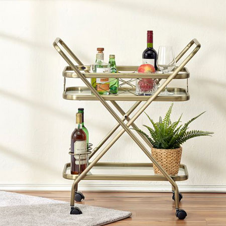 Antique Brass Metal Bar Cart - F344、F346