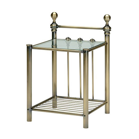 Mesa de cabeceira de latão antigo - 9306